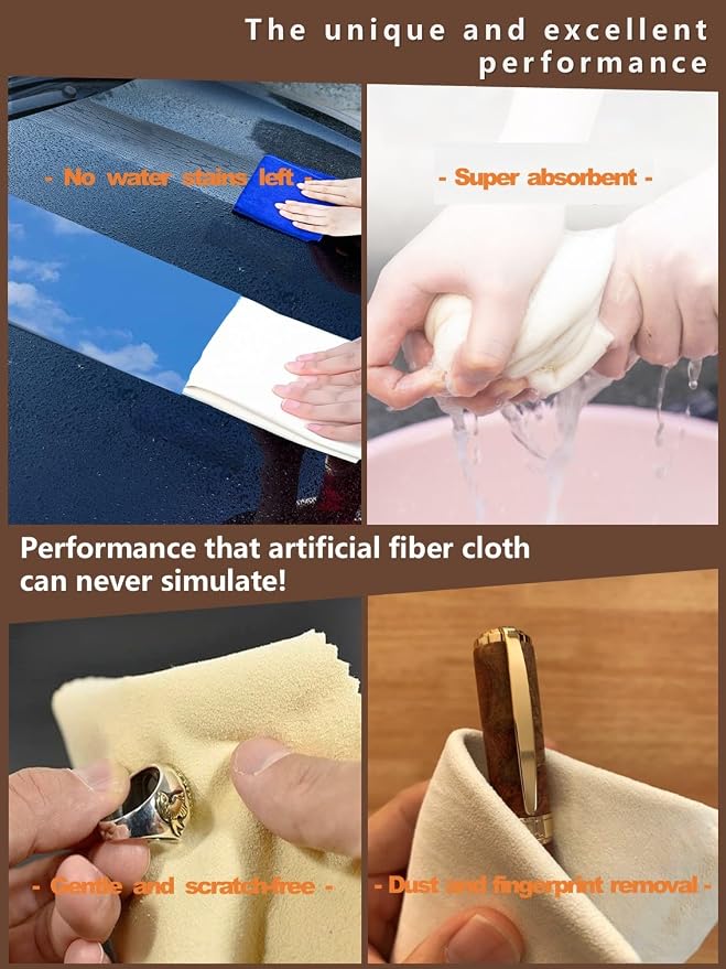 Glasses Cleaning Cloth Chamois Leather Natural Premium Cloth, Eye Glass Clean - Image 5