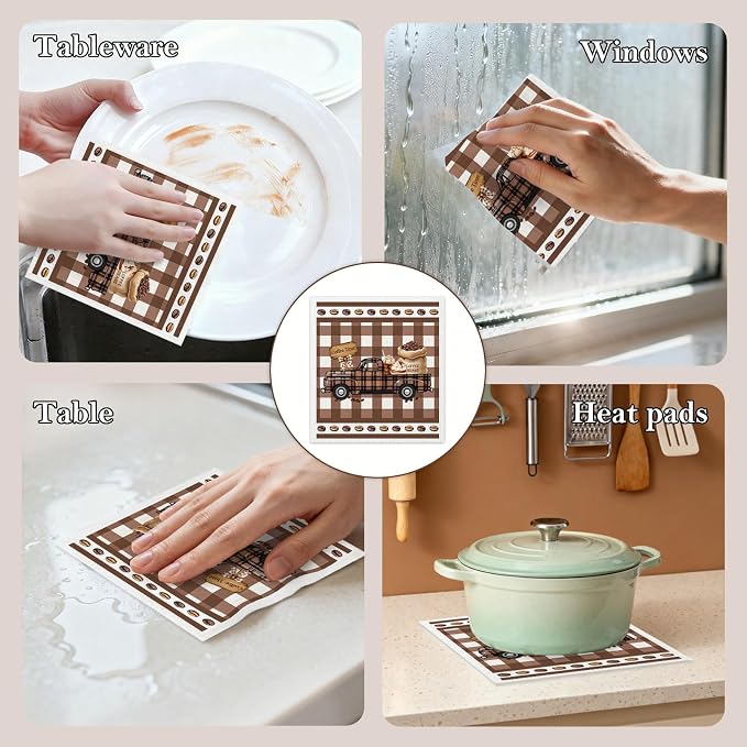 5 Pack Mixed Farmhouse Coffee Bar Kitchen Dishcloths Dish Towel, Dish Towels - Image 6