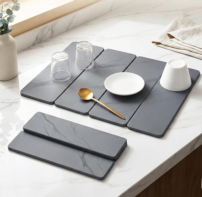 Large 4-Panel Stone Drying Mat for Kitchen Counter, Foldable Diatomaceous Earth by Unknown