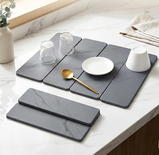 Large 4-Panel Stone Drying Mat for Kitchen Counter, Foldable Diatomaceous Earth by Unknown