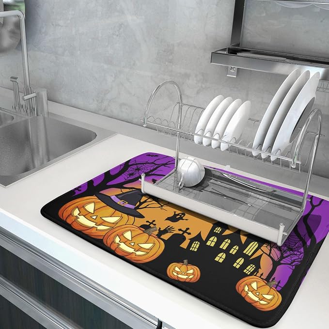 Happy Halloween Pumpkin Dish Drying Mat - Image 2