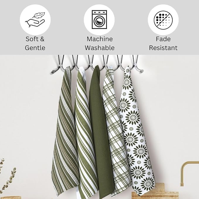 Assorted Kitchen Towels 16x26 Inch 100% Cotton Set of 5 - Image 5