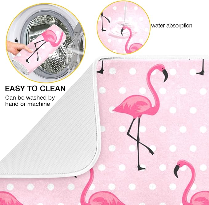 Tarity Cute Pink Flamingo Dish Drying Mat - Image 2