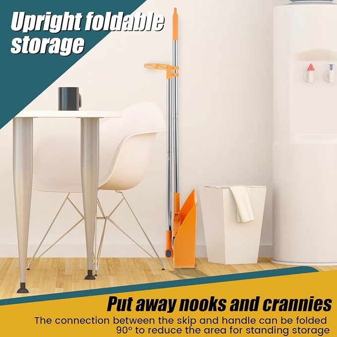 Broom and Dustpan Set for Home, 180° Rotating Broom Combo, Foldable Stand Dust - Image 4