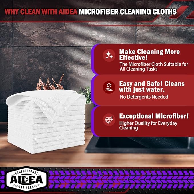 AIDEA Microfiber Cleaning Cloth White 5PK, Microfiber Towels - Image 2