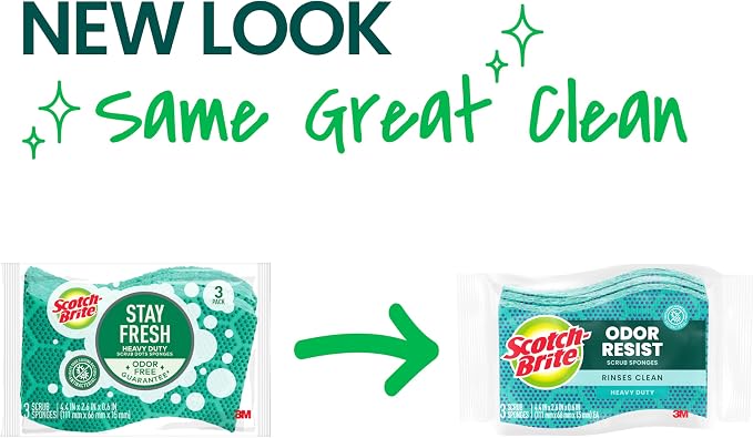 Scotch-Brite Odor Resist Heavy Duty Scrub Sponge, Dishwasher-Safe Kitchen - Image 2