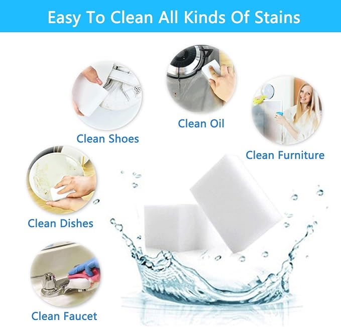 Magic Sponge Eraser, 100 Pack Melamine Foam Bulk Sponge Sheets - Image 6