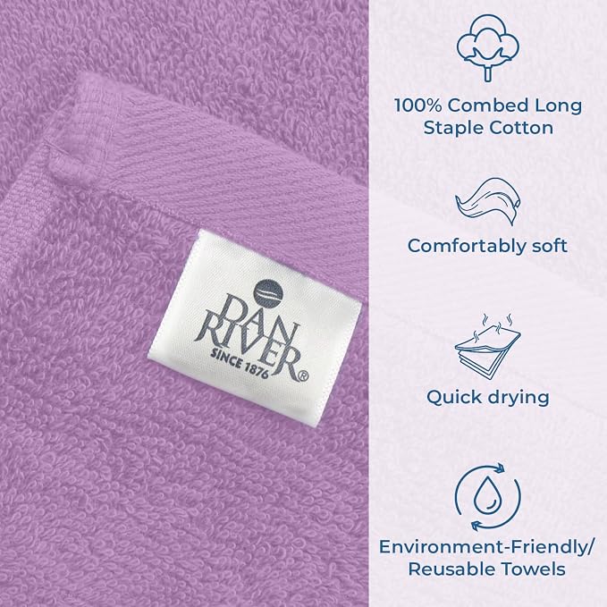 DAN RIVER Bath Towels Set of 4, 27 x 54 Inches, 100% Cotton, Larger & Lighter - Image 4