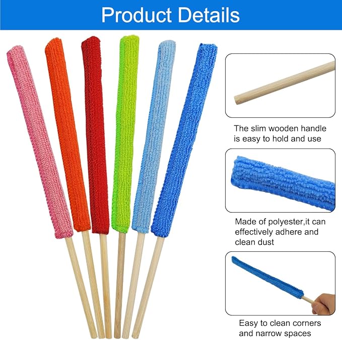 12 Pcs Microfiber Detail Duster Sticks, Mini Duster Crevice Cleaning Tool Car - Image 3