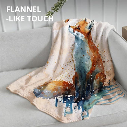 Fox Blanket, Fox Throw Blanket, Rustic Wild Animal Throw Blankets for Kids Nursery Room Bedroom Home Couch Bed Decor, 50x60 Inch