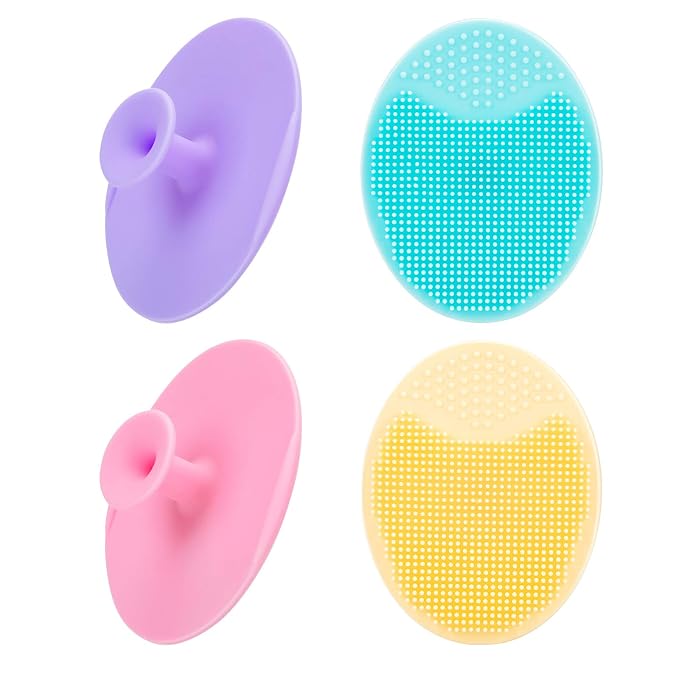 4 Pack Face Scrubber, JEXCULL Soft Silicone Facial Cleansing Brush Face by JEXCULL