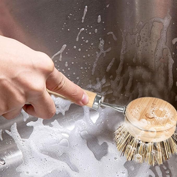 Bamboo Dish Scrubber with Handle - Image 6