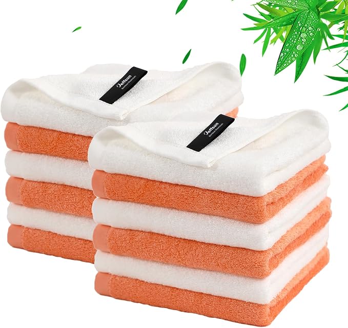 Wash Cloths 12 Pack, 13x13 inch Large White Face Towel on Sensitive Skin by Jeffsun