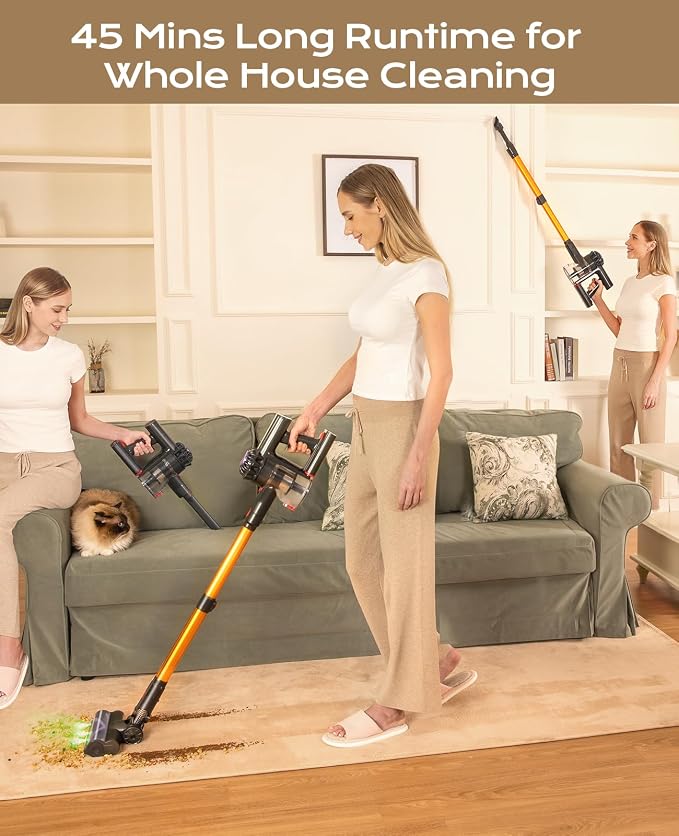 V15 Cordless Vacuum Cleaner, 45Mins Powerful Vacuum Cleaners - Image 3