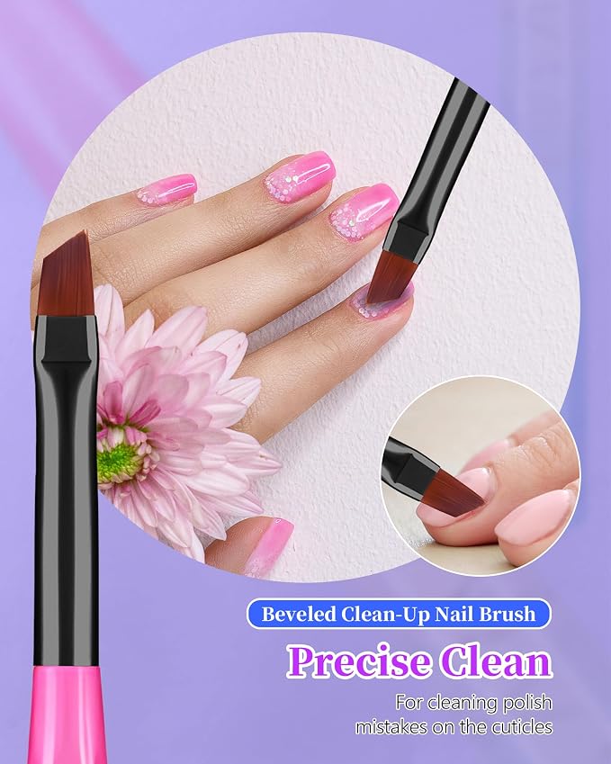3PCS Nail Polish Clean Up Brush, Round&Falt&Angled Acetone Resistant Nail Brush - Image 5