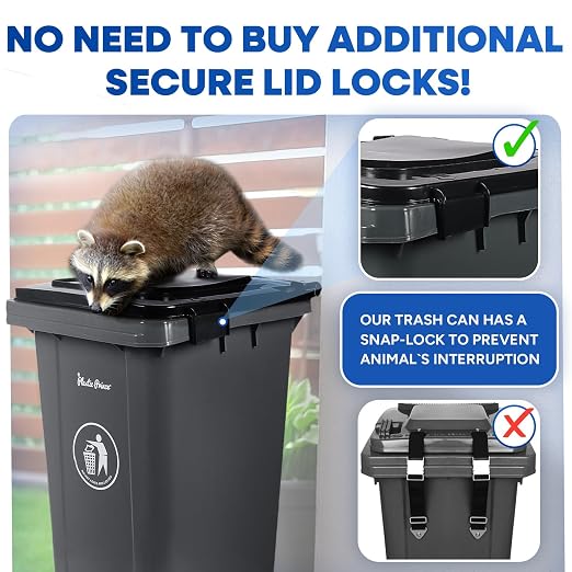 32 Gallon Trash Can with Wheels Outdoor Trash Can with Lid and Wheels Lockable - Image 2