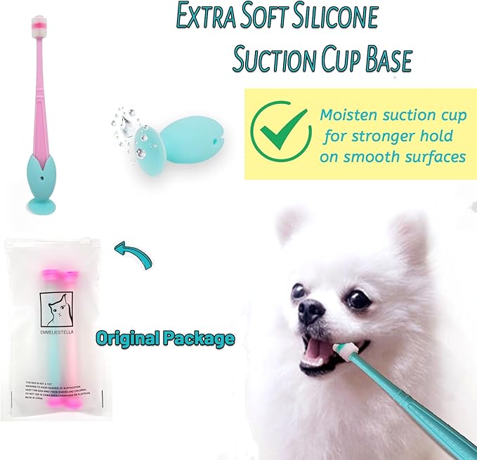 E.M&S.T by Emmeliestella Small Dog & Cat Toothbrush 360 Degree Soft Silicone - Image 2