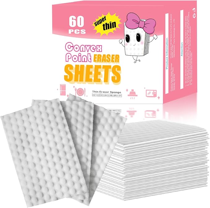 60 PCS Magic Cleaning Sponge Eraser Sheets, Reusable Upgrade Convex Point Scrub by i-SPER