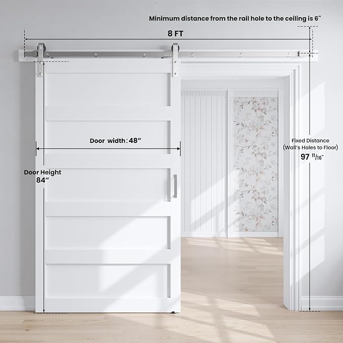 SmartStandard 48x96 inch White Barn Door - Image 3