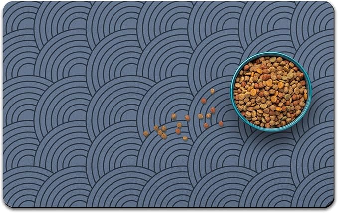Dog Food Mat for Floors, Absorbent and Quick-Drying Pet Cat Food Mat,Anti-Fouling and Easy-to-Clean Pet Feeding Mat,Dog Bowl Mats for Messy Drinking Water Bowls.17x27inch Boho Style