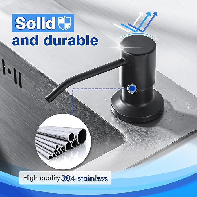 Built in Soap Dispenser for Kitchen Sink WEWE, Stainless Steel Matte Black in - Image 5