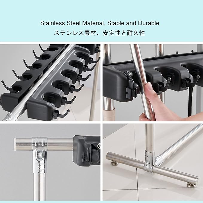 Movable Commercial Stainless Steel Mop Rack, Mop and Broom holder, Floor - Image 6