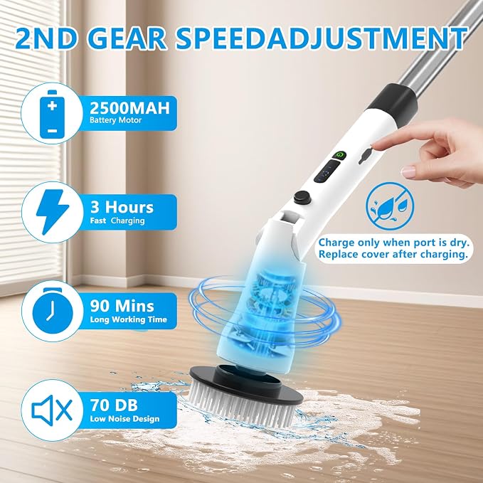 Electric Spin Scrubber, Hillyfe Bathroom Scrubber Electric - Image 8