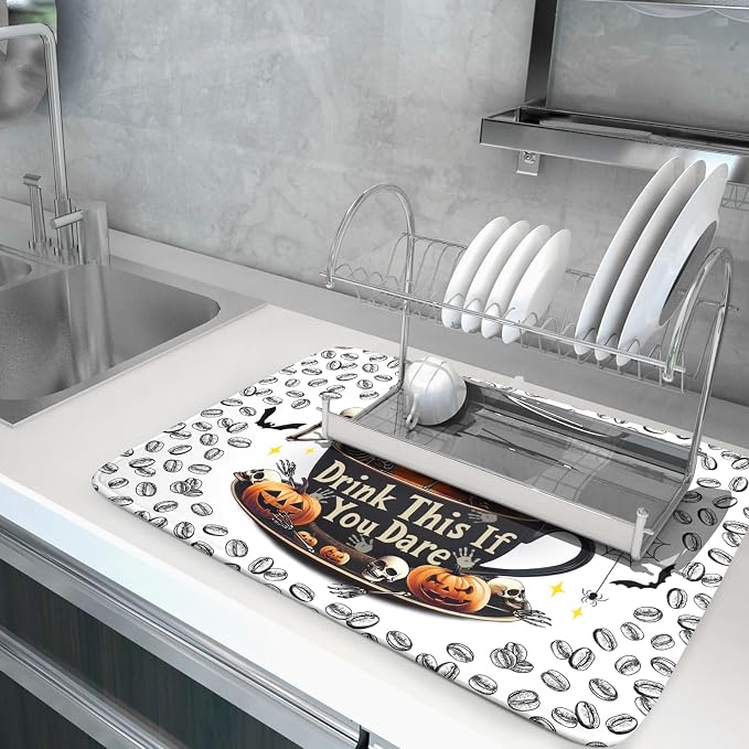 Skull Dead Coffee Mat Funny Dish Drying Pad - Image 5
