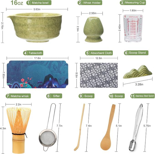 Matcha Whisk Set, Matcha Kit, Whisk Made from 100% Natural Bamboo, 11-component - Image 2