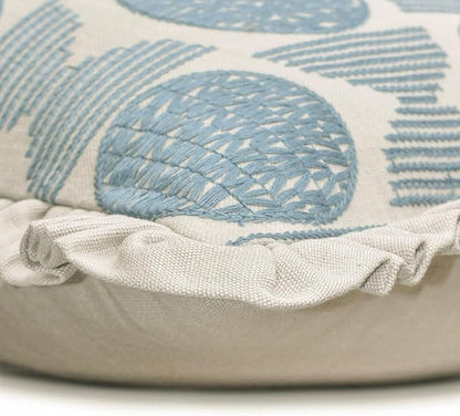 The HomeCentric King/Queen/Twin Blue Decorative Bed Runner Twin 53"x18" Bed Runner with One Pillow Cover, Embroidery, Ruffles Bed Scarf on Linen Fabric - Ellara Blue