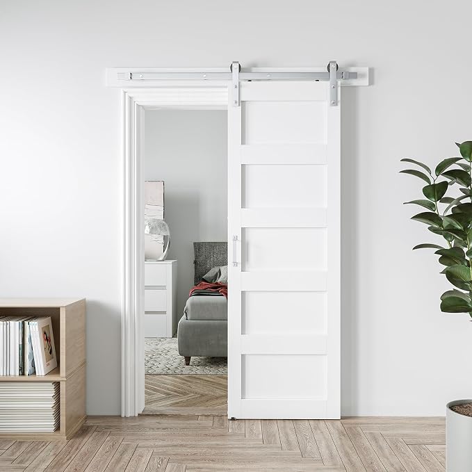 28in x 84in White Sliding Barn Door by COSHOMER