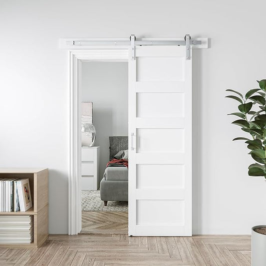 28in x 84in White Sliding Barn Door by COSHOMER