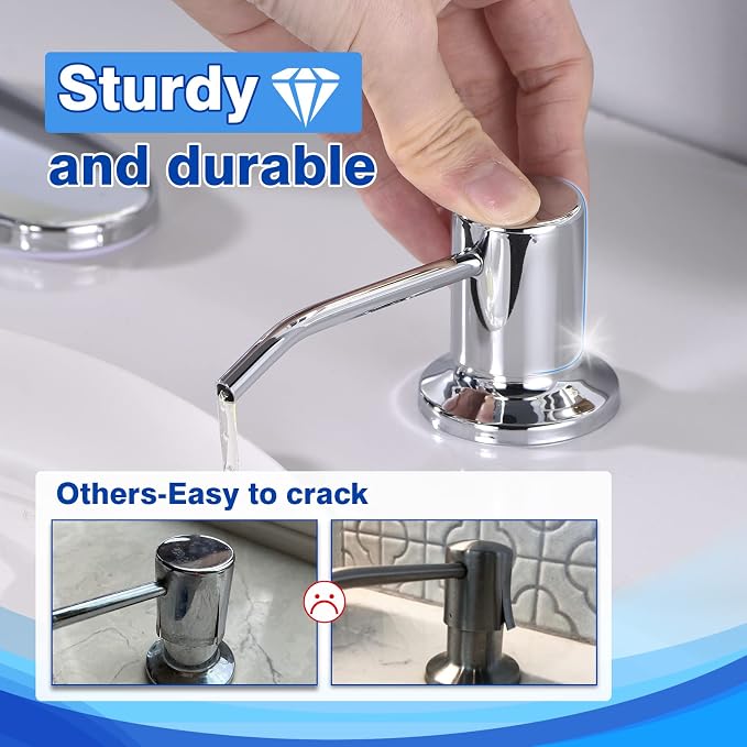 Chrome Soap Dispenser for Kitchen Sink, WEWE Kitchen Sink Soap Dispenser Built - Image 4