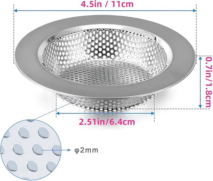 2 Packs Sink Strainer for Most Kitchen Sink Drain Basket, Upgraded Double-Layer - Image 4