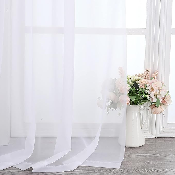 Chyhomenyc Extra Long White Sheer Curtains 144 inch 2 Panels Set, Translucent - Image 5