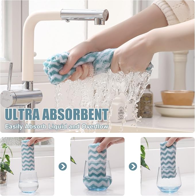 Homaxy 12 Pack Kitchen Dish Cloths, Ultra Soft and Absorbent Dish Towels - Image 3