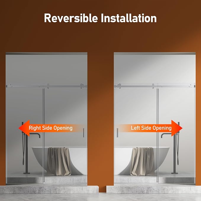 56-60 Inch Frameless Sliding Shower Door, 5/16" Clear Tempered Glass, Smooth - Image 8