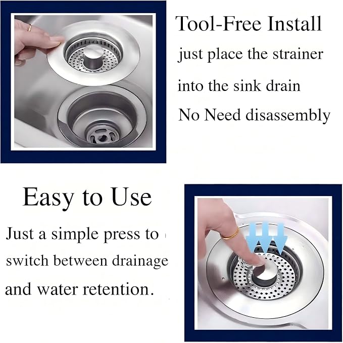 1Count 3-in-1 Kitchen Sink Drain Strainer & Stopper - Image 6