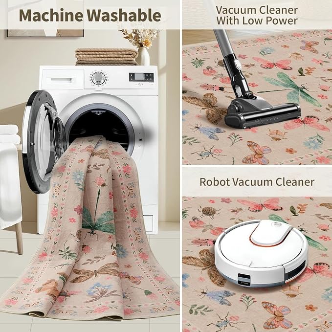 2x6 Floral Runner Rug, Washable Runners - Image 5