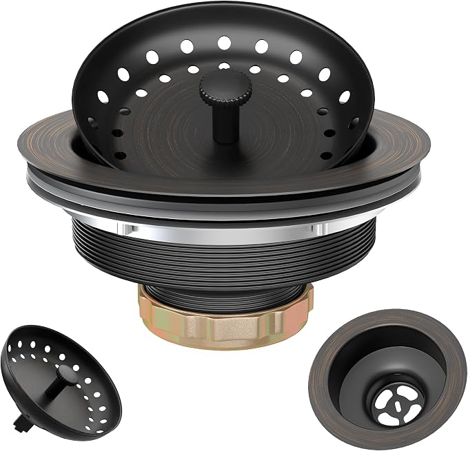Kitchen Sink Drain Bronze 3-1/2 Inch Stainless Steel Kitchen Drain Strainer by Exakey