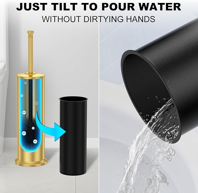 Brass Toilet Brush and Holder，Long Handled Gold Toilet Brush - Image 6