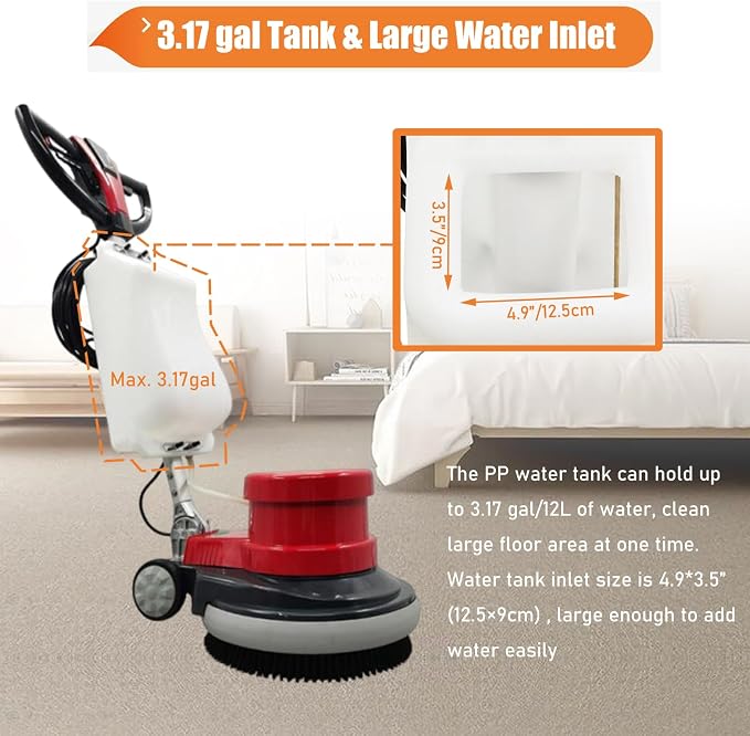 Commercial Floor Cleaning Machine 17" Floor Cleaner and Polisher Industrial - Image 5