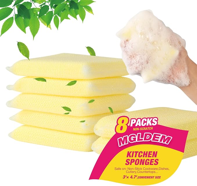 8 Pads Kitchen Sponges All-Purpose Non Scratch Dish Sponge，Multipurpose Used by Unknown