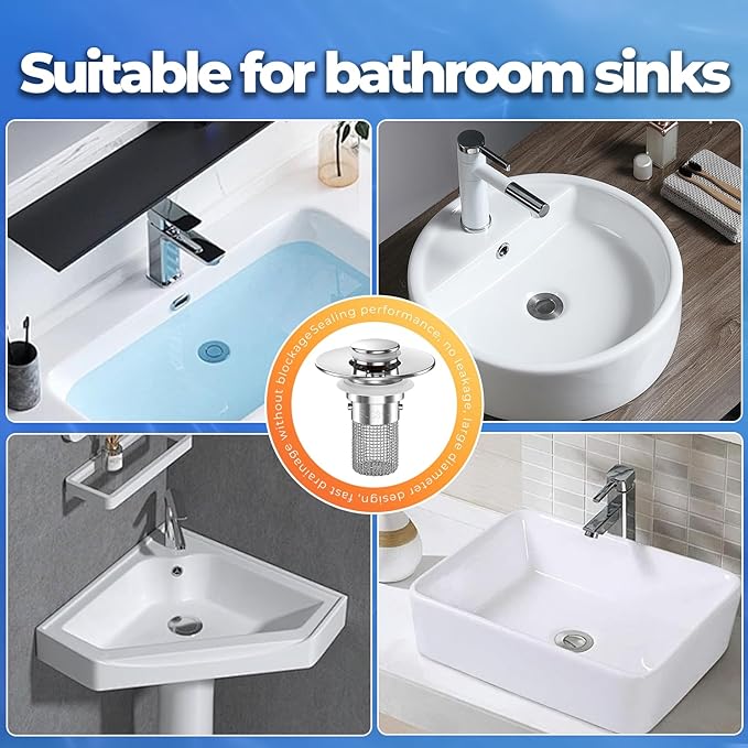 Sink Stopper Hair Catcher, Pop-up Sink Drain Strainer - Image 3