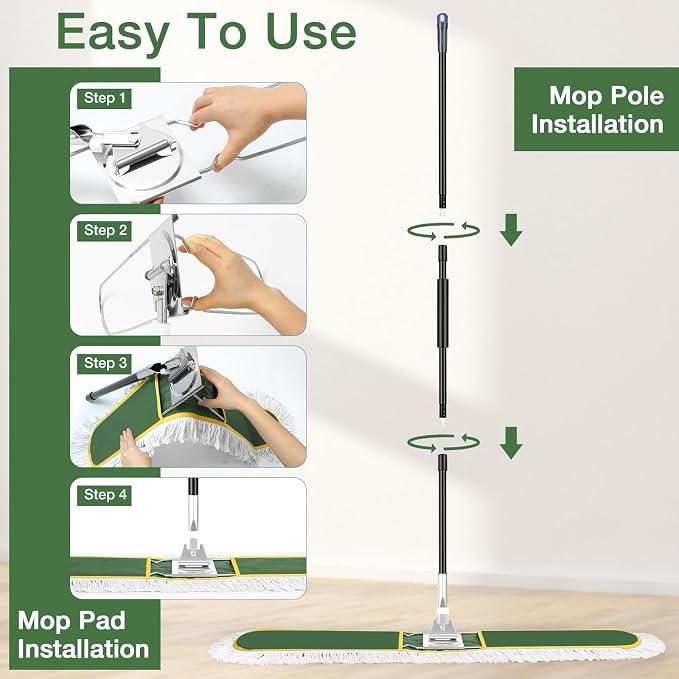 48" Commercial Industrial Dust Mop, CLDREAM Heavy Duty Floor Sweeper - Image 7