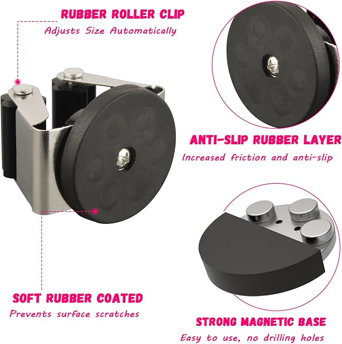 4 Pack Magnetic Mop Broom Holder, Heavy Duty Magnetic Mop Hanger - Image 3
