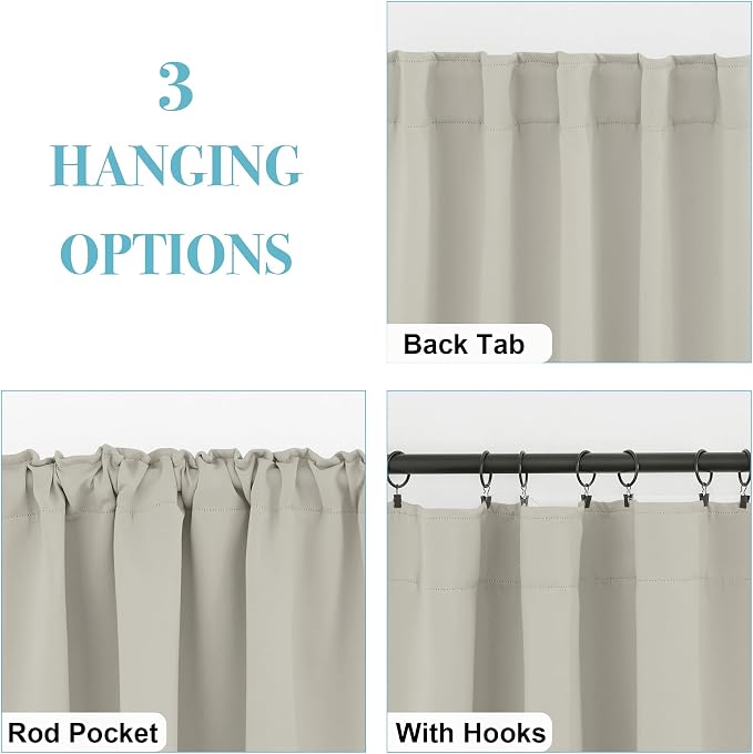 RYB HOME Blackout Curtains for Bedroom, Small Window Shades Thermal Insulating - Image 2
