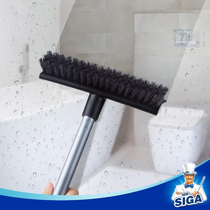 MR.SIGA Floor Scrub Brush with Long Handle, 2 in 1 Scrubber and Squeegee - Image 6