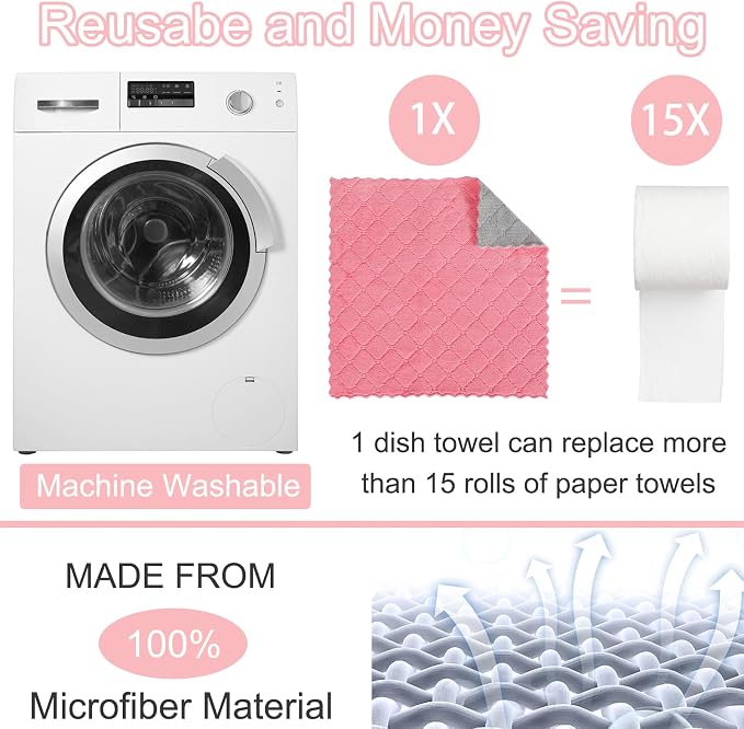 12 Pack Kitchen Cloth Dish Towels, 12x12 inch Soft Premium Dishcloths, - Image 7