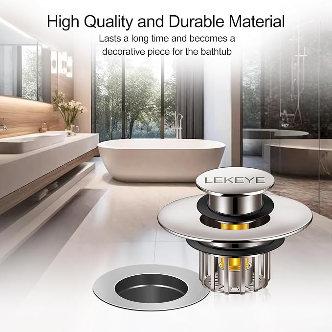 LEKEYE Tub Stopper | Shower Drain Hair Catcher | Pop-up Drain Stopper - Image 3